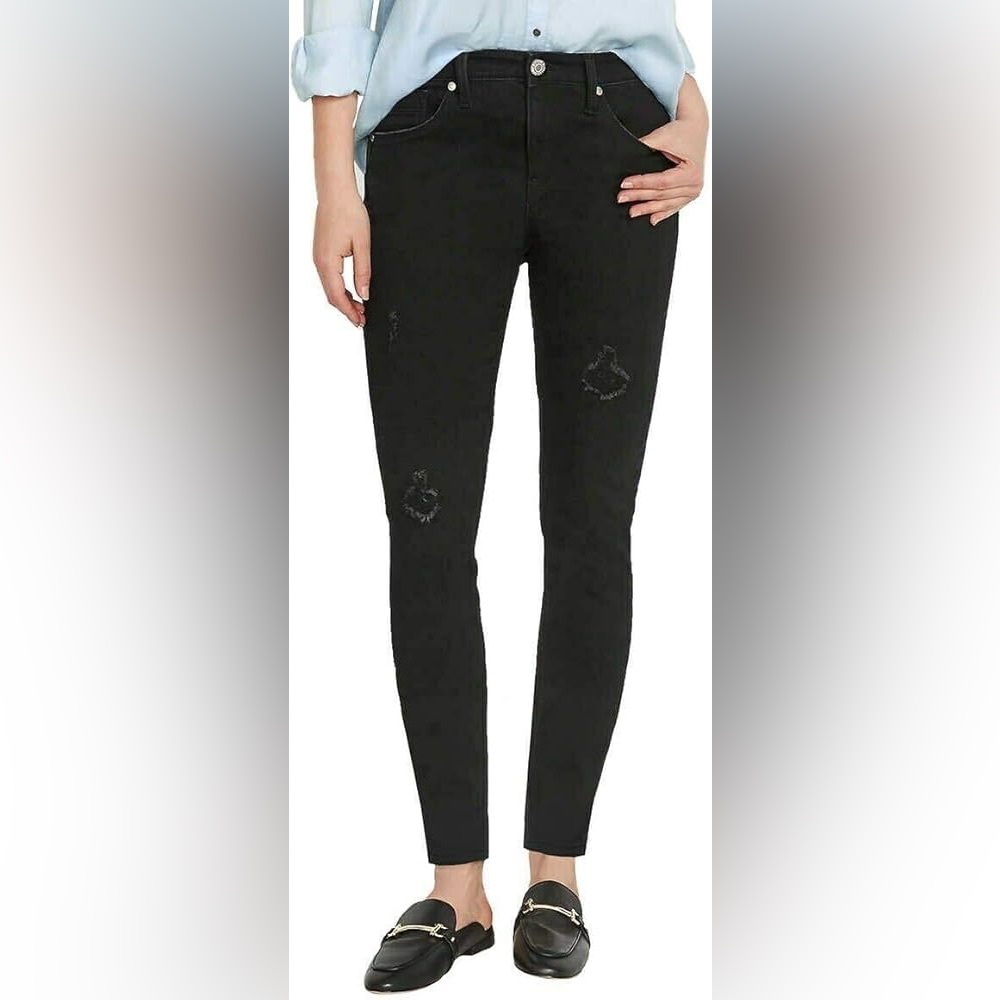 David Bitton Buffalo Jess Rip & Repair Mid-Rise Skinny Black Jeans Size 4/27